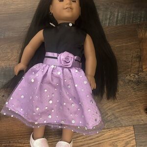 Elegant Black and Purple Doll with Long Hair